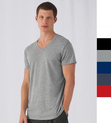 B&C Herren V-Neck T-Shirt weich dünn Triblend Singel Jersey TM057 bedruckbar NEU