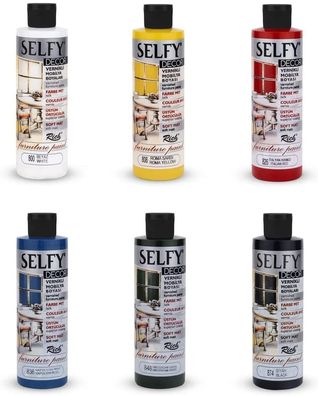 Rich Selfy Decor 6 Farben x 240cc - Seidenmatte Acrylfarbe - Farbe für Holz - ...