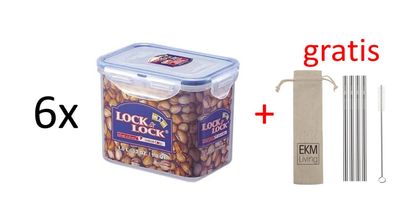 Lock & Lock 6er Set Frischhaltedosen HPL812 je 1,0 Liter + Gratis 4er Set EKM ...