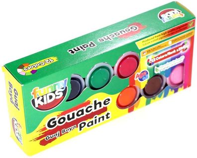 Funny Kids Gouache Farben Set 12 Farben x 25ML Bastel-Farbe Mehrfarbige Becher ...