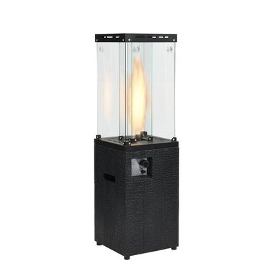 Heizstrahler Flamme Glas Schwarz für 13,5 KW Terrassenfeuer Heizpilz mit Rollen