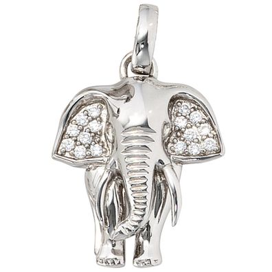 Anhänger Elefant 925 Sterling Silber rhodiniert mit Zirkonia Kettenanhänger