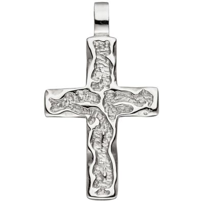 Anhänger Kreuz 925 Sterling Silber gehämmert Kreuzanhänger Silberkreuz