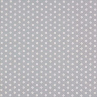 20 Servietten, Petticoat Muster kleiner weißer Kullern auf Silber 33x33 cm