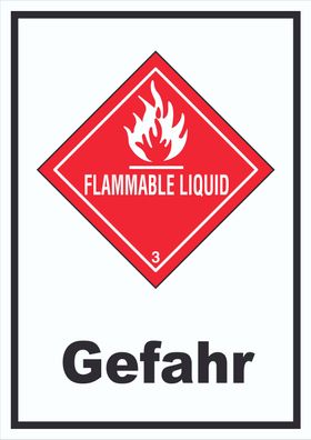 Schild Entzündbare flüssige Stoffe Gefahr Flammable Liquid hochkant