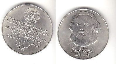 DDR Gedenk Münze 20 Mark Karl Marx 1983 (111413)