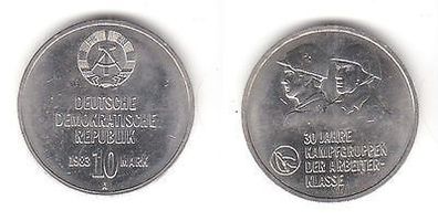 10 Mark DDR Gedenkmünze 30 Jahre Kampfgruppen 1983 (111253)