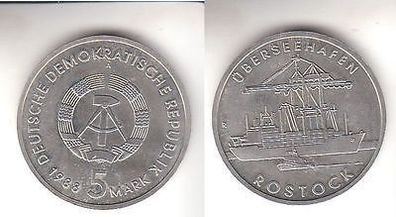 DDR Gedenk Münze 5 Mark Überseehafen Rostock 1988 (111051)