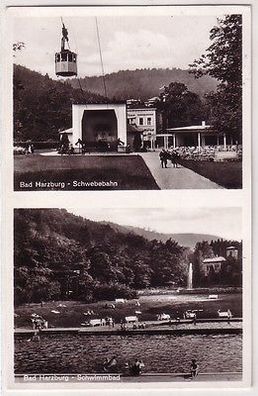 66898 Mehrbild Ak Bad Harzburg Schwebebahn und Schwimmbad 1938