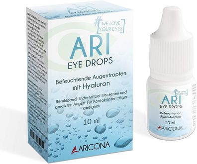 ARI EYE DROPS Augentropfen - 10ml Hyaluron Augentropfen gegen trockene Augen - ...