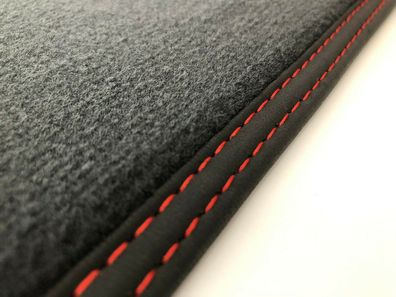 Fußmatten für Seat Leon 5F Velours Deluxe schwarz oder anthrazit Doppelnaht rot