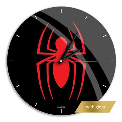 Wanduhr glänzend Spiderman Black Uhr Clock Marvel