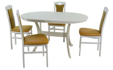 Essgruppe weiß Farbwahl Tischgruppe 4 x Stühle Tisch oval Esszimmergarnitur B1