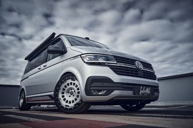 Twin-Monotube Felgen 9x20 mit Anfahrschutzring für VW T5 T6 silber gebürstet Satz