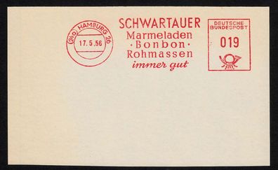 Bund 1956 Maschinenstempel Schwartauer Marmeladen Hamburg