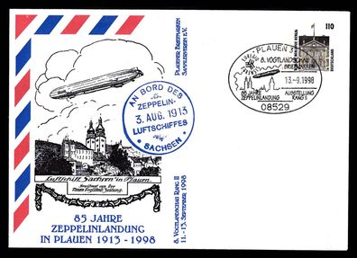 Bund 1997-98 Ganzsache MiNr.1935 Sonderbrief Zeppelinlandung in Plauen