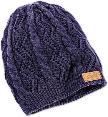 Areco Strukturmuster Beanie Blau - Unisex - Erwachsene One Size