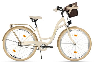 26 Zoll Damenfahrrad MILORD Citybike Mit Korb Stadtrad Vintage Fahrrad 3 Gänge