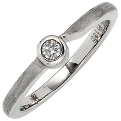 Damen Ring 950 Platin matt 1 Diamant Brillant 0,08 ct. Platinring Diamantring