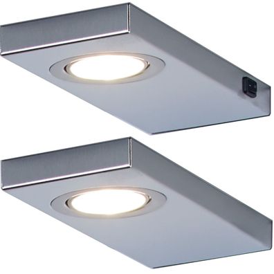 LED Unterbauleuchte Küche 2x3 W, Edelstahl Leuchtenset Leon 2.0