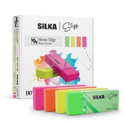 Silka 20 Stück Neon Radierer Radiergummi | Radierer für Kinder und Erwachsene