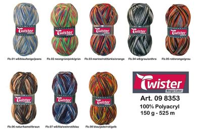 150g Twister-Luxor-Color Strickgarn Häkelgarn meliert bunt stricken häkeln Polyacryl