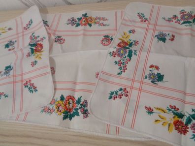 3 bunte Taschentücher mit Muster Blumen für Damen -DDR Erzeugnis unbenutzt
