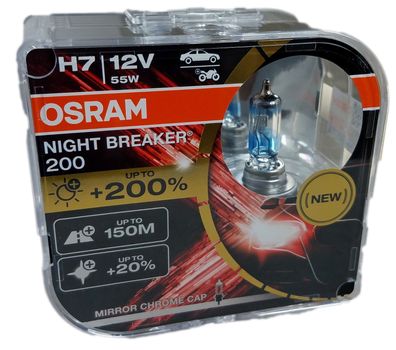 H7 12V NIGHT Breaker 200 bis zu 200% mehr Licht 2St OSRAM 64210NB200-HCB
