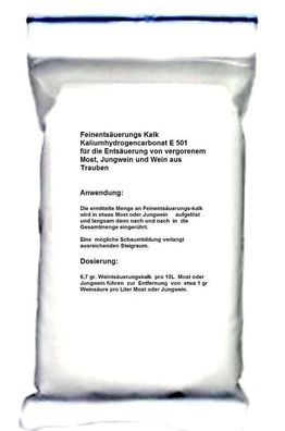 Weinkalk Weinentsäuerungskalk Kaliumhydrogencarbonat E 501 250gr. n.d. Gärung