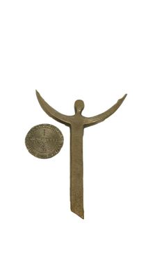 Maria Laach Bronze Handschmeichler 3,8cm + Auferstehungskreuz 14,5x10cm