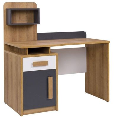 Quatro Q10 - Schreibtisch mit Auszug, mit Regal und Schublade, Jugendzimmer, Marmex