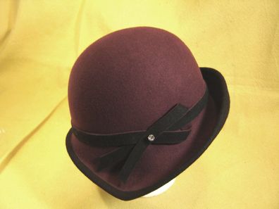 Damenhut stylishe 20er Jahre Form in Farbe bordo schwarz bester Wollfilz Marzi