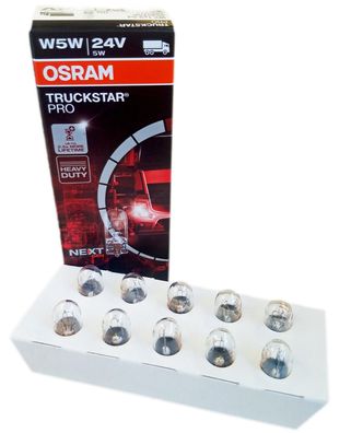 W5W OSRAM Truckstar Pro LKW BUS 24V 5W Heavy Duty W2.19.5d 2845TSP 10er