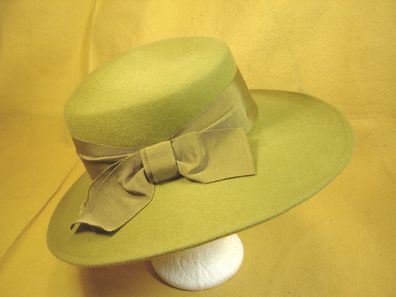 chicer Damenhut bester Haarfilz weitrandige Form mit Schleife Farbe hellgrün DH176