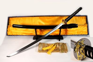 Suzaku Katana mit 12-mal gefalteter Damast Klinge Feng Lin Handgeschmiedetes Samurai