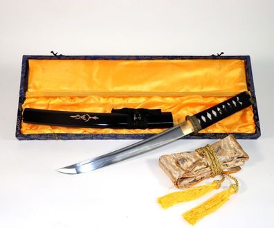 Feng Lin Tanto mit 12-mal gefalteter Damast-Klinge Handgeschmiedetes Samurai Schwert