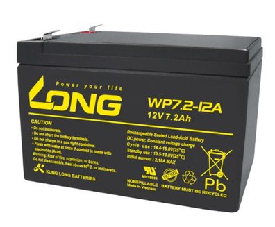 Long - WP7.2-12A - 12 Volt 7200mAh Pb - Faston 187 (F1)