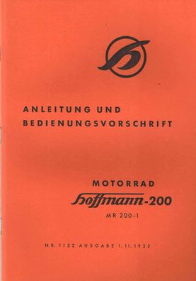 Bedienungsanleitung Hoffmann MR 250-1, Motorrad, Oldtimer, Klassiker
