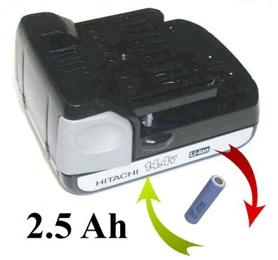 Akkureparatur Zellentausch für Hitachi Akku 14,4 V BSL1415 mit 2, 5 Ah 2500 mAh