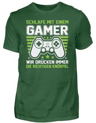 Schlafe MIT EINEM GAMER WIR Drücken IMME - Herren Basic T-Shirt-S6P7L8A2