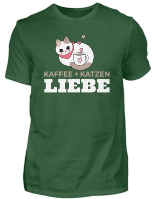 KAFFEE + KATZEN LIEBE - Herren Basic T-Shirt-GXDDBWZ9