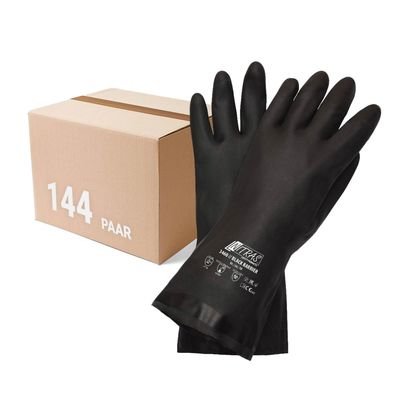 NITRAS Chloroprene-Handschuhe 3460 Black Barrier velourisiert, schwarz, 144 Paar