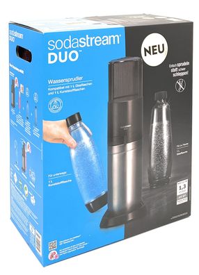 SodaStream Duo Wassersprudler Titan Glasflasche Kunststoffflasche Zylinder NEU