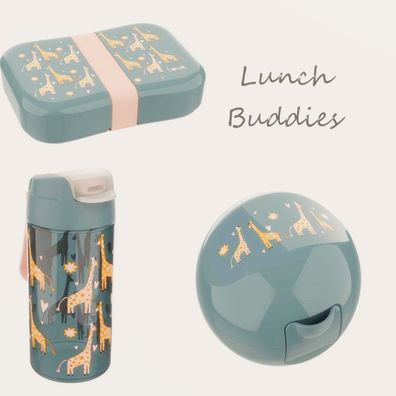 Brotdosen 3 teiliges Set Lunchboxen Apfelbox Trinkflsche mädchen Griraffe