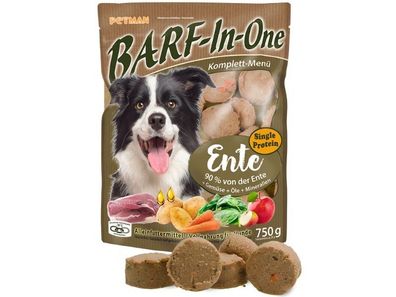 Petman BARF-In-One Ente Komplettmenü Hunde-Frostfutter 750 g