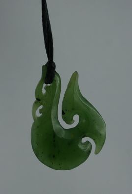 Jade Fishhook aus Neuseeland Hei Matau Maori Carving