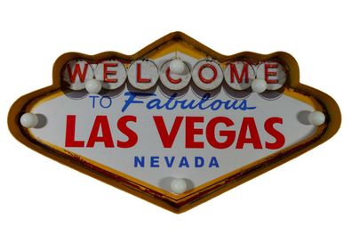 LED Lampe "Las Vegas " Ortseingang Strip Casino Welcome Fabulous 26x46cm NEU