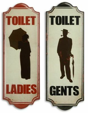 Blechschild "Toilet Ladies/ Gents" Herren Damen Toilette Gäste-WC Bad 36x13cm Neu