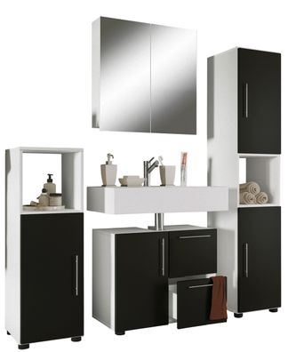 Flandu Bad Möbel Set Waschbecken Unterschrank Wandspiegel Badezimmer Waschtisch