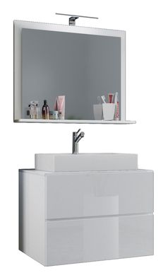 LendasM Bad Möbel Set Waschbecken Unterschrank Wandspiegel Badezimmer Waschtisch